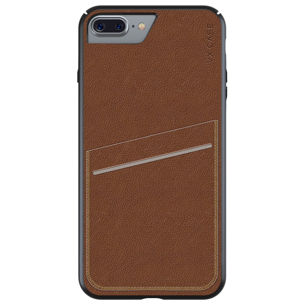 Capinha de Celular Couro com Suporte de Cartão Marrom VX Case iPhone 7 Plus