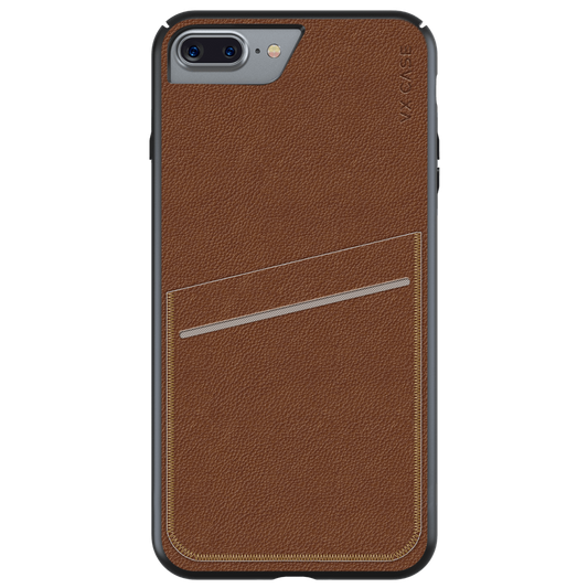 Capinha de Celular Couro com Suporte de Cartão Marrom VX Case iPhone 7 Plus