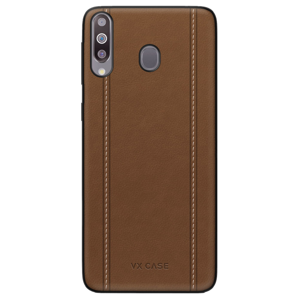 Capinha de Celular Couro Leather Stripes Marrom VX Case Samsung Galaxy M30