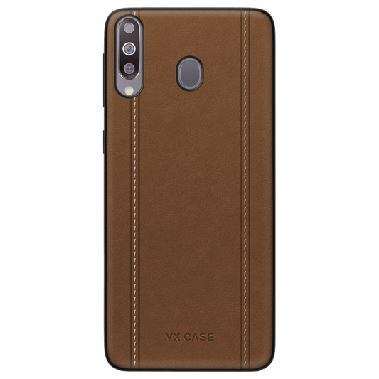 Capinha de Celular Couro Leather Stripes Marrom VX Case Samsung Galaxy M30