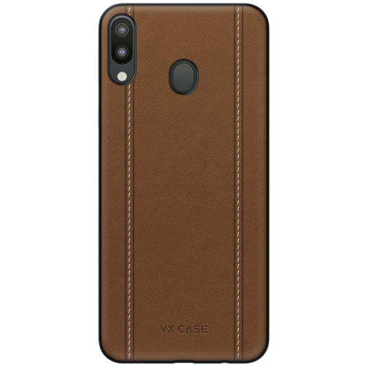 Capinha de Celular Couro Leather Stripes Marrom VX Case Samsung Galaxy M20
