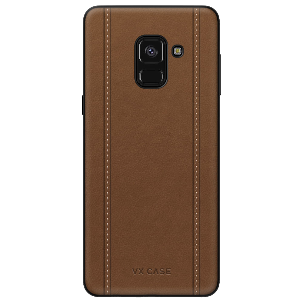 Capa Leather Stripes para Galaxy A8 (2018) - Couro Marrom