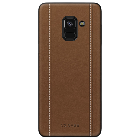 Capinha de Celular Couro Leather Stripes Marrom VX Case Samsung Galaxy A8