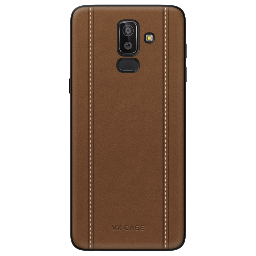 Capa Leather Stripes para Galaxy J8 - Couro Marrom