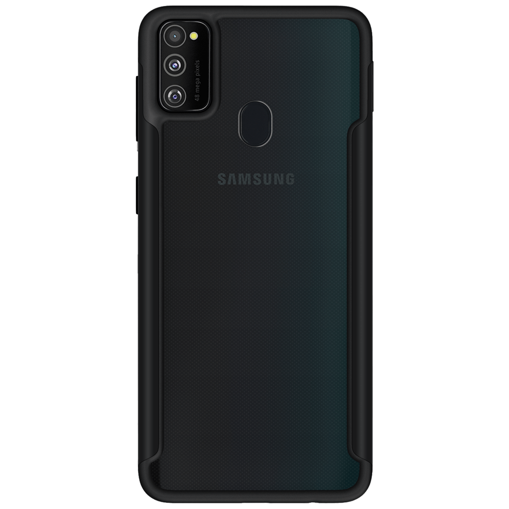 Samsung Galaxy com capa VX Case Shield Cover, proteção reforçada na cor preta com recorte para leitor biométrico traseiro.