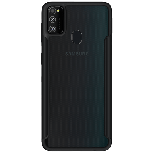 Samsung Galaxy com capa VX Case Shield Cover, proteção reforçada na cor preta com recorte para leitor biométrico traseiro.