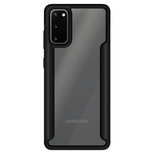 Samsung Galaxy com capa VX Case Shield Cover, proteção reforçada na cor preta com módulo de câmera vertical lateral.