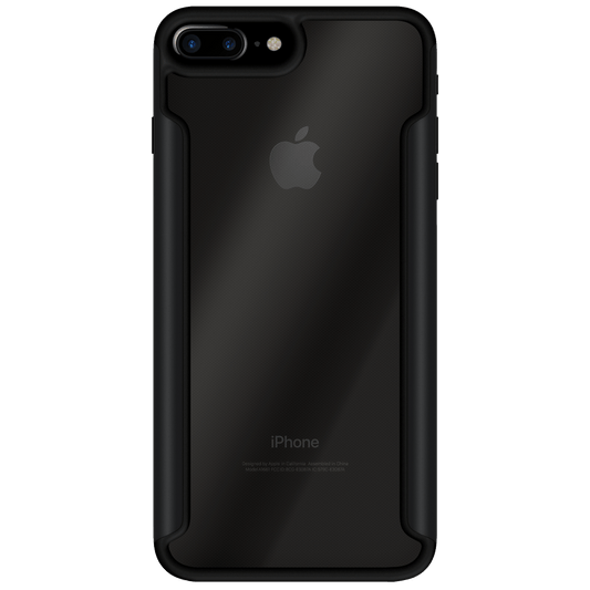 iPhone com capa VX Case Shield Cover, proteção reforçada na cor preta com recorte horizontal para câmera dupla.