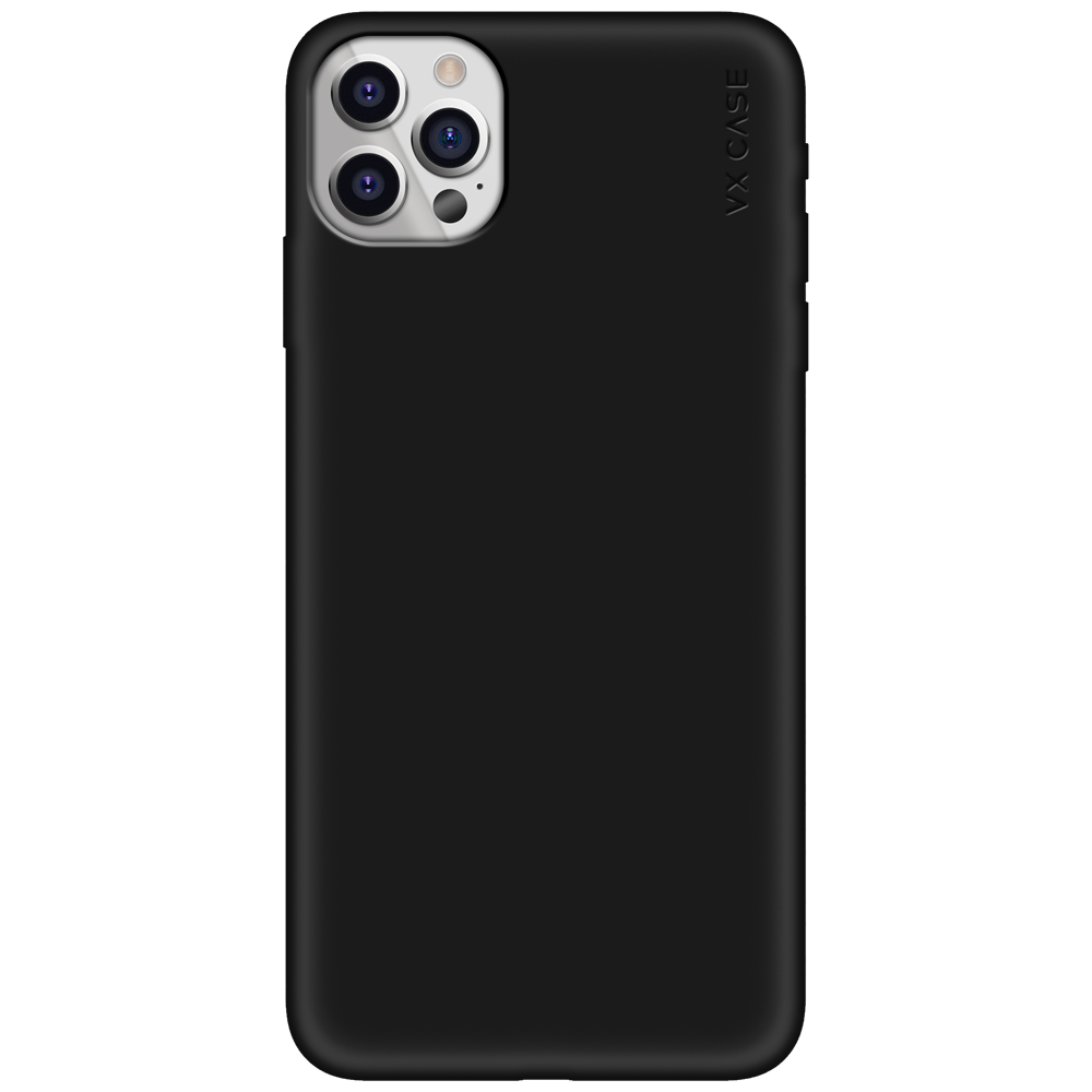 iPhone com capa VX Case smooth, acabamento preto fosco e toque suave.