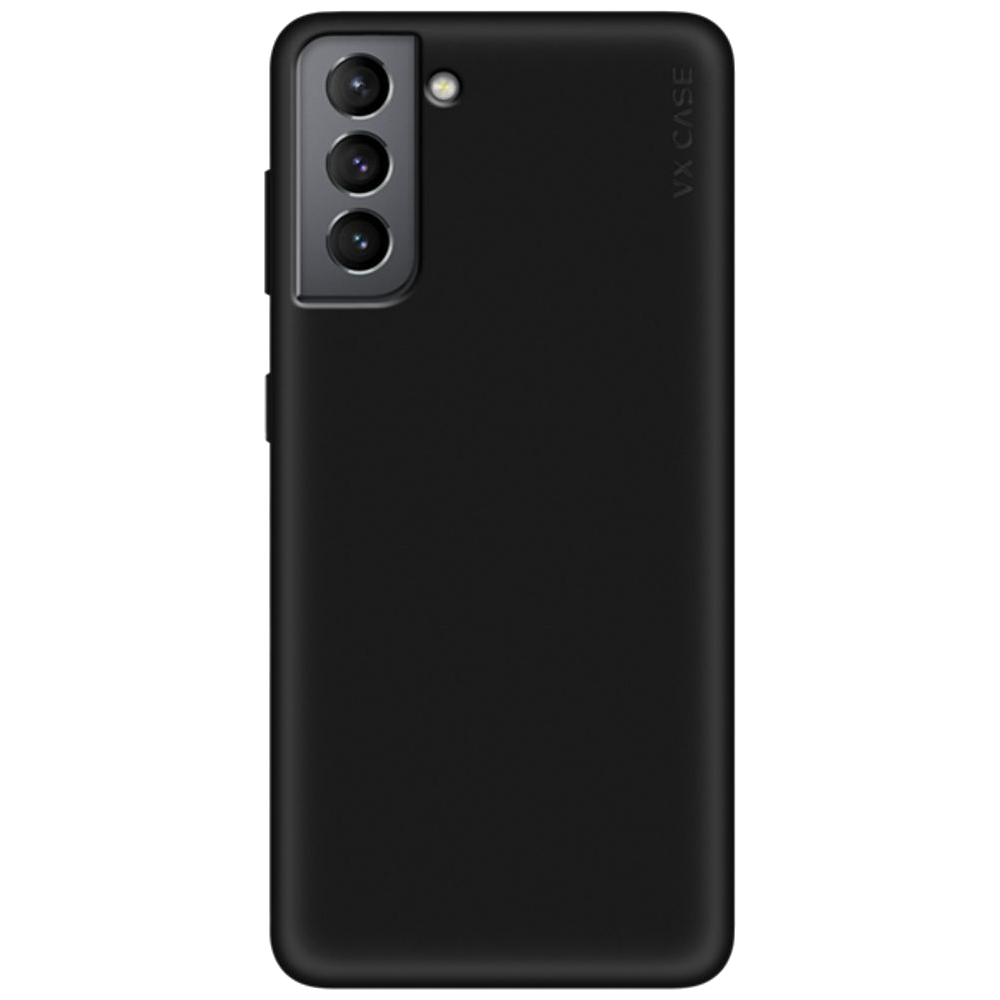 iPhone com capa VX Case smooth, acabamento preto fosco e toque suave.