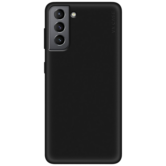 iPhone com capa VX Case smooth, acabamento preto fosco e toque suave.