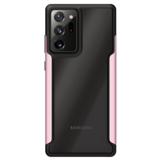 Samsung Galaxy com capa VX Case Shield Cover, proteção reforçada na cor rosa.