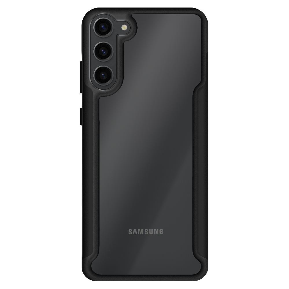 Samsung Galaxy S23 com capa VX Case Shield Cover, proteção reforçada na cor preta.