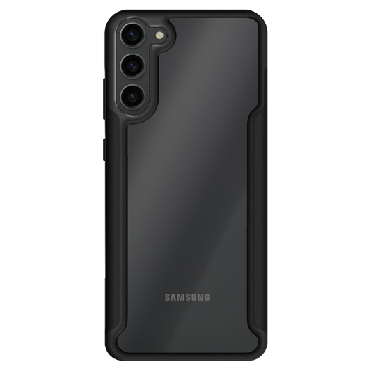 Samsung Galaxy S23 com capa VX Case Shield Cover, proteção reforçada na cor preta.