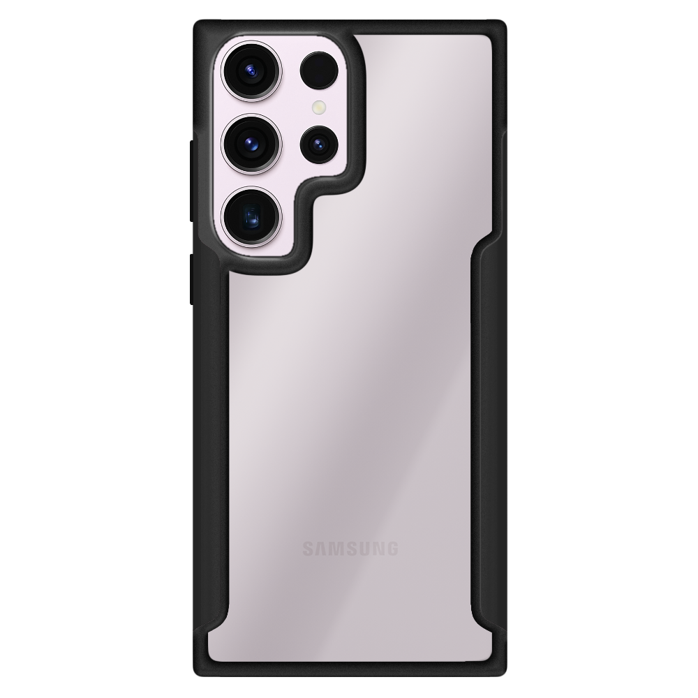 Samsung Galaxy com capa VX Case Shield Cover, proteção reforçada na cor preta.