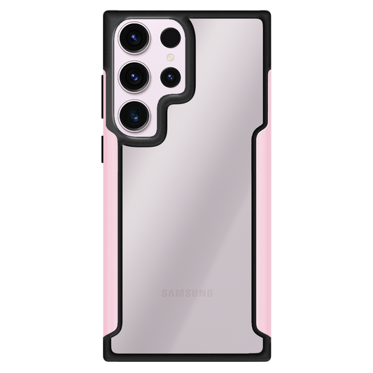 Samsung Galaxy com capa VX Case Shield Cover, proteção reforçada na cor rosa.