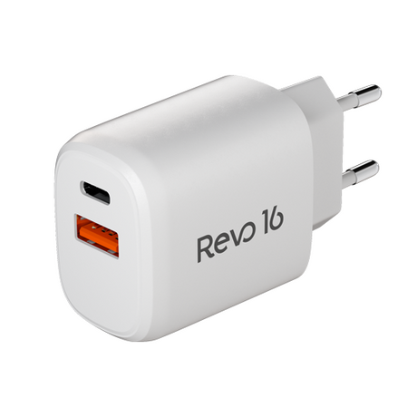 Adaptador de Carga com 1 porta USB 1 Type-C PD Revo 16 - Branco - VX Case