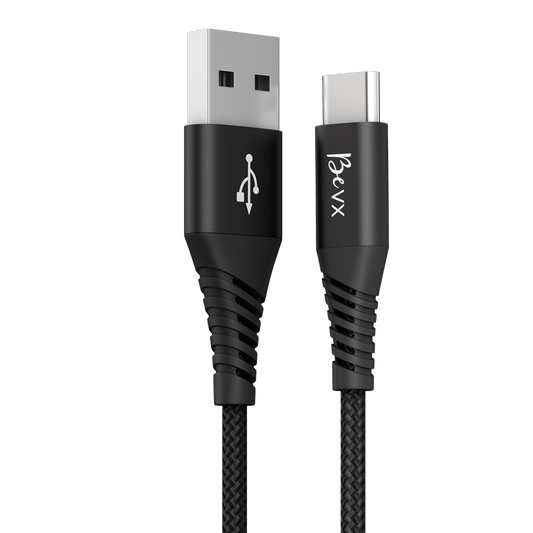 Cabo VX Case USB para USB-C, cor preta para carregamento e transferência de dados.