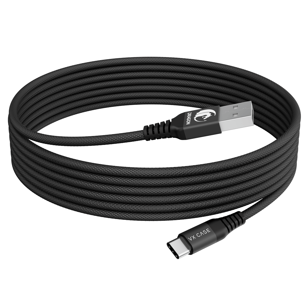 Cabo USB Type-C Dragon 3 Metros VX Case Preto - VX Case