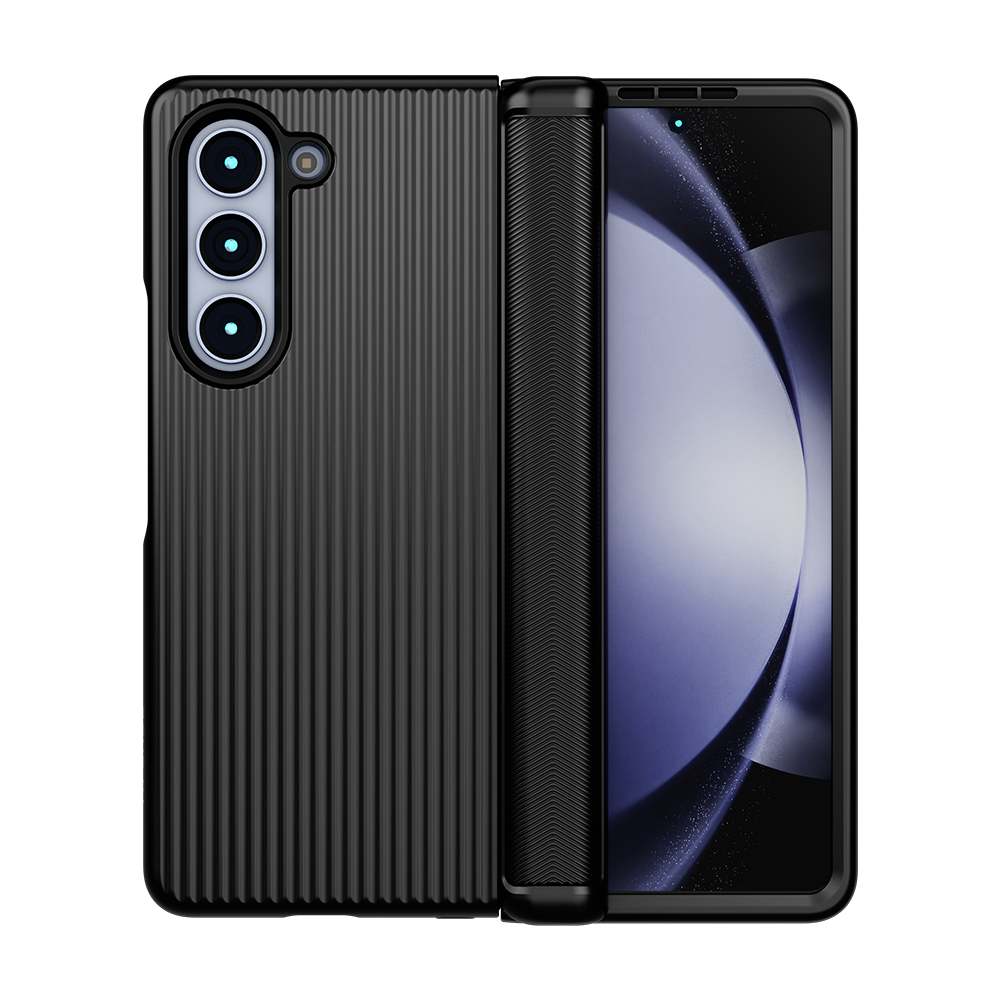 Samsung Galaxy Z Fold 5 com capa VX Case Concept, proteção frontal para tela dobrável.