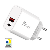 Carregador de parede com 1 porta USB + 1 Type-C - BeVX - Branco - VX Case