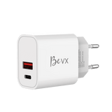Carregador de parede com 1 porta USB + 1 Type-C - BeVX - Branco - VX Case