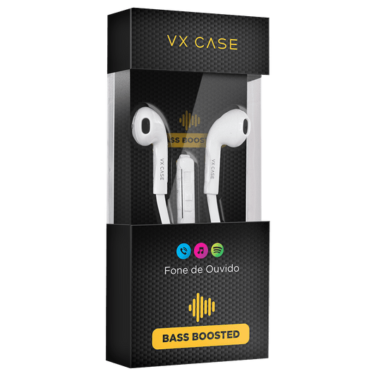 Fones de Ouvido P2 Stereo Super Bass VX Case Branco - VX Case