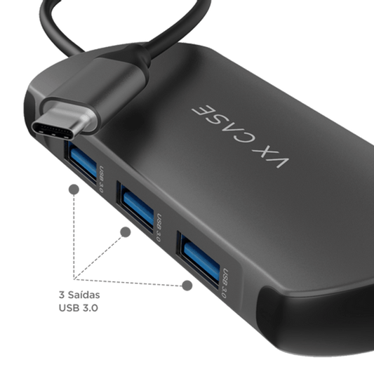 Hub Usb 3.0 e Usb C com 8 portas - VX Case